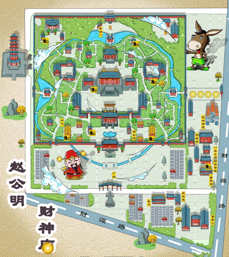 河东寺庙类手绘地图